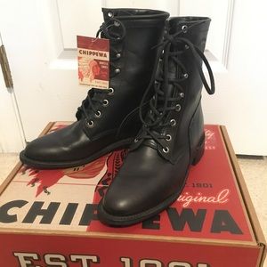 Chippewa black leather combat boots BRAND NEW